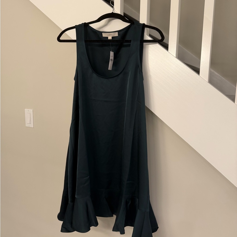 LOFT Dark Green Sleeveless Mini Dress